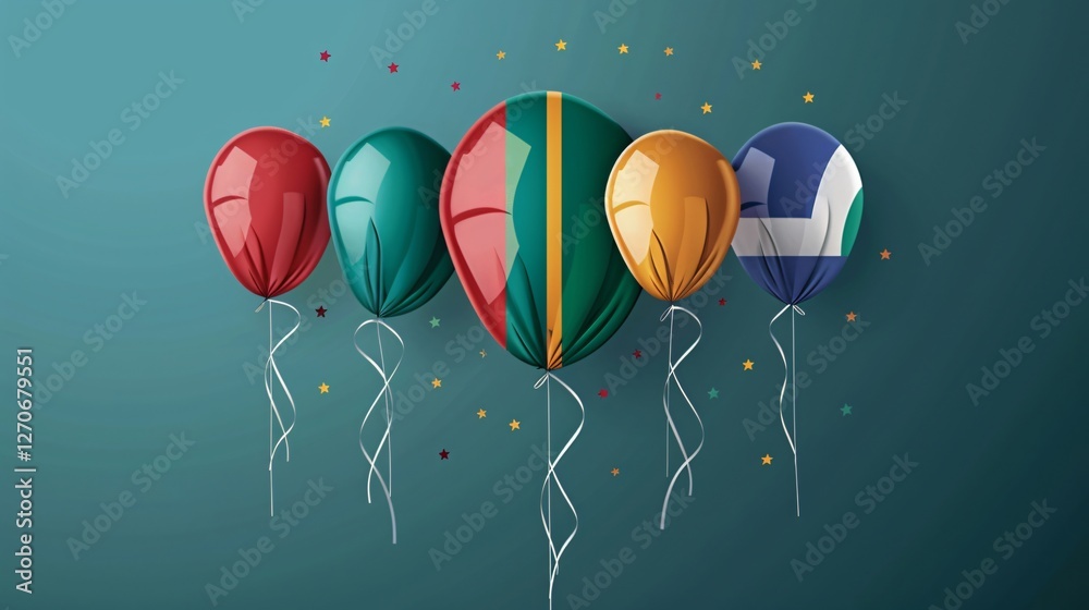 South African Flag Balloons Vector Illustration