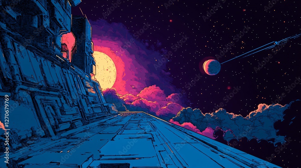 Space Adventure Hand Drawn Illustration for Designers
