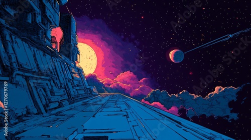 Obraz na płótnie Space Adventure Hand Drawn Illustration for Designers w salonie