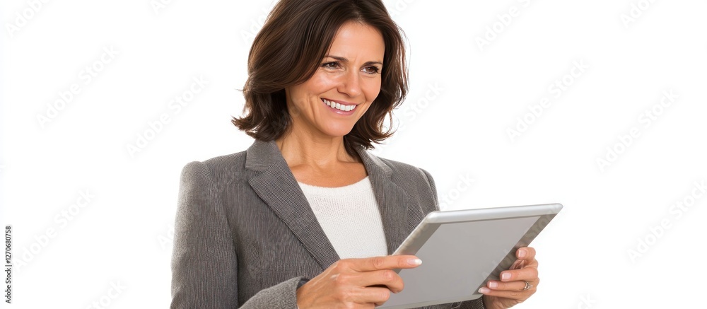 Businesswoman using tablet, professional setting Businesswoman using tablet, professional setting