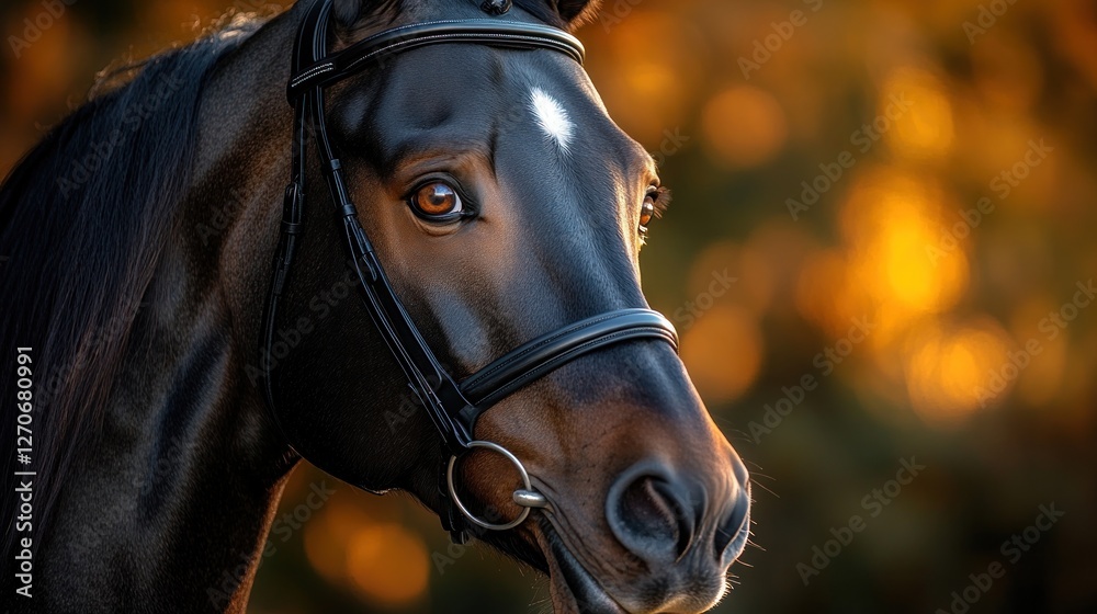 Obraz premium Horse Head Portrait, Autumn Setting