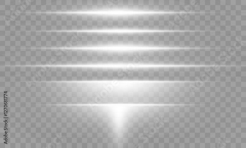 Bright White Light Streak - Futuristic Horizontal Glow Effect with a Transparent Background for Sci-Fi, Tech, and Modern Digital Designs