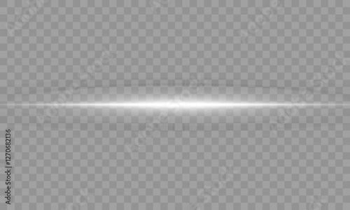 Glowing White Laser Beam - Intense Light Streak Effect for Cyberpunk, Sci-Fi, and Digital Art Creations with a Transparent Background