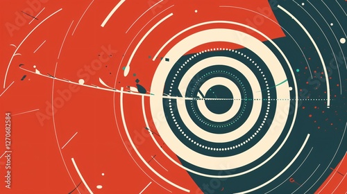 Obraz na płótnie Spiral Arrow Geometric Shape Flat Vector Illustration w salonie