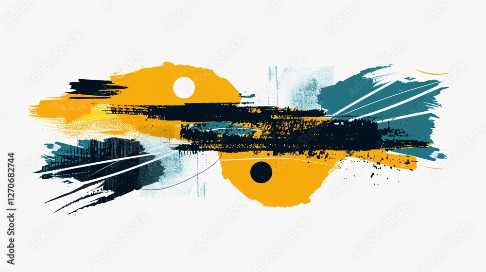Geometric Shape Brush Strokes Illustration in Flat Vector