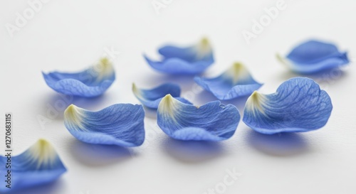 Blue Petals Delicate Flowers on a White Background 