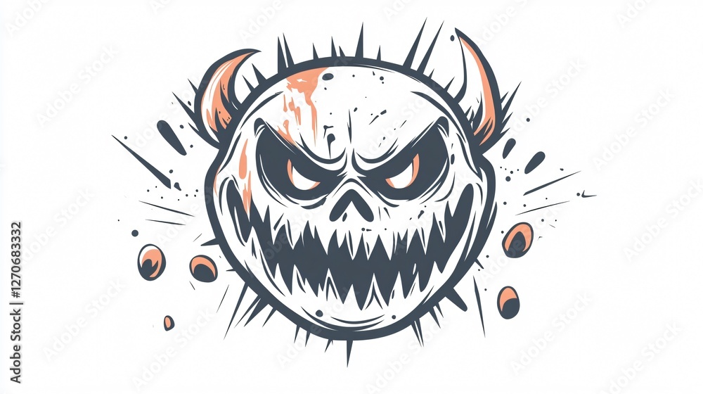 Spooky Halloween Monster Head Drawing Silhouette