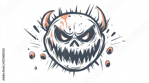 Obraz na płótnie Spooky Halloween Monster Head Drawing Silhouette w salonie