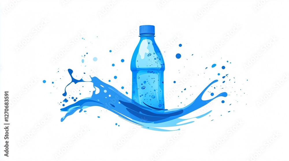 Plastic Energy Sport Water Bottle Blue Liquid Illustration Vector