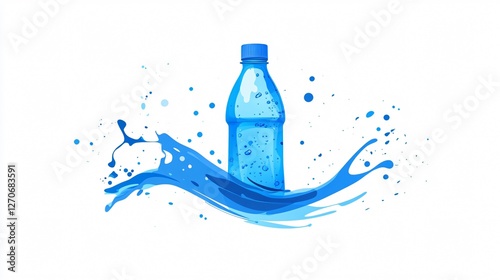 Obraz na płótnie Plastic Energy Sport Water Bottle Blue Liquid Illustration Vector w salonie