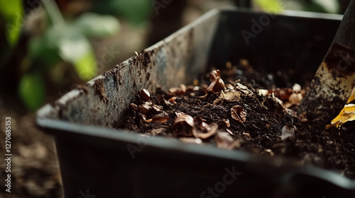 Wallpaper Mural A compost bin being filled with organic scraps, a step towards a sustainable lifestyle Torontodigital.ca