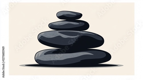 Obraz na płótnie Black and White Artwork of Balanced Stacked Stones w salonie