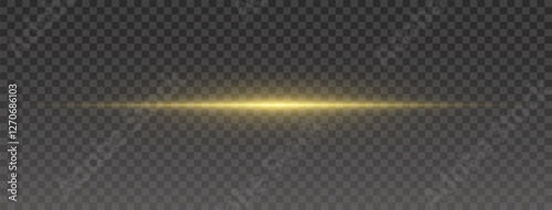 Golden Light Streak - Intense Glowing Beam Effect for Futuristic, Sci-Fi, and Luxury Design Elements with a Transparent Background
