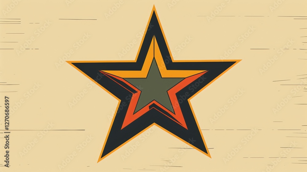 Template of a Star-Shaped Icon in Flat Vector Illustration