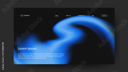 Abstract wave futuristic retro design of landing page. fluid gradient dark concept website design	