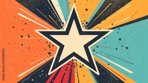 Obraz na płótnie Star with Lines Silhouette Vector Illustration w salonie