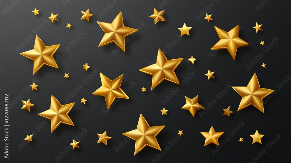 Three-Dimensional Star Icon Isolated on Transparent Background