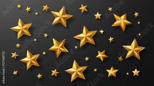 Three-Dimensional Star Icon Isolated on Transparent Background