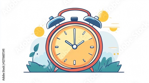 Obraz na płótnie Sunrise Time-Lapse Flat Vector Illustration on Isolated White Background w salonie