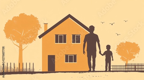 Obraz na płótnie Freelance Vector Stock Illustration of a Stay Home Dad w salonie