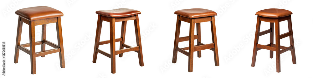 Assortment of Elegant Wooden Bar Stools in Different Styles and Finishes for Decorating Home Kitchen Dining Room or Commercial Spaces Assortment of Elegant Wooden Bar Stools in Different Styles and Finishes for Decorating Home Kitchen Dining Room or Commercial Spaces