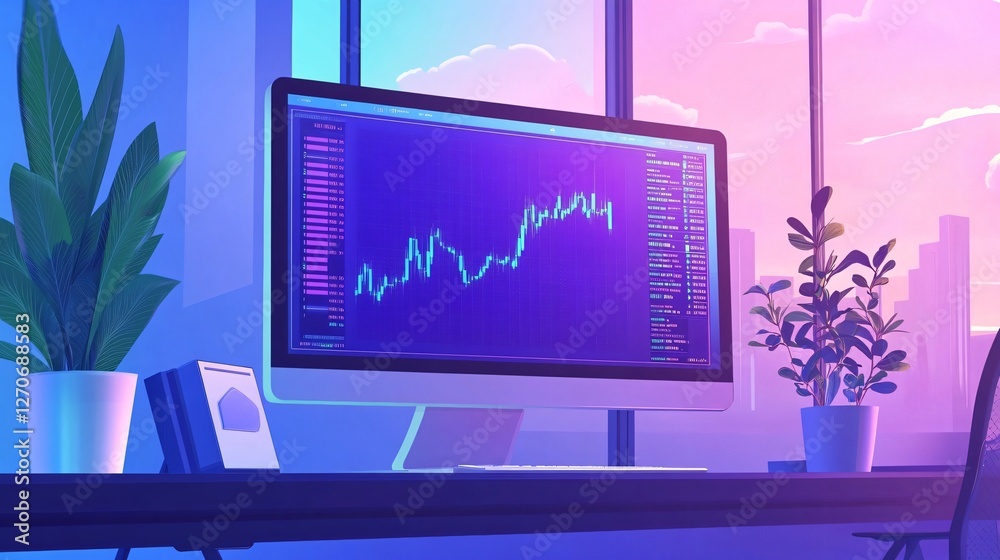 Professional Trading Software Displayed on Computer Monitor