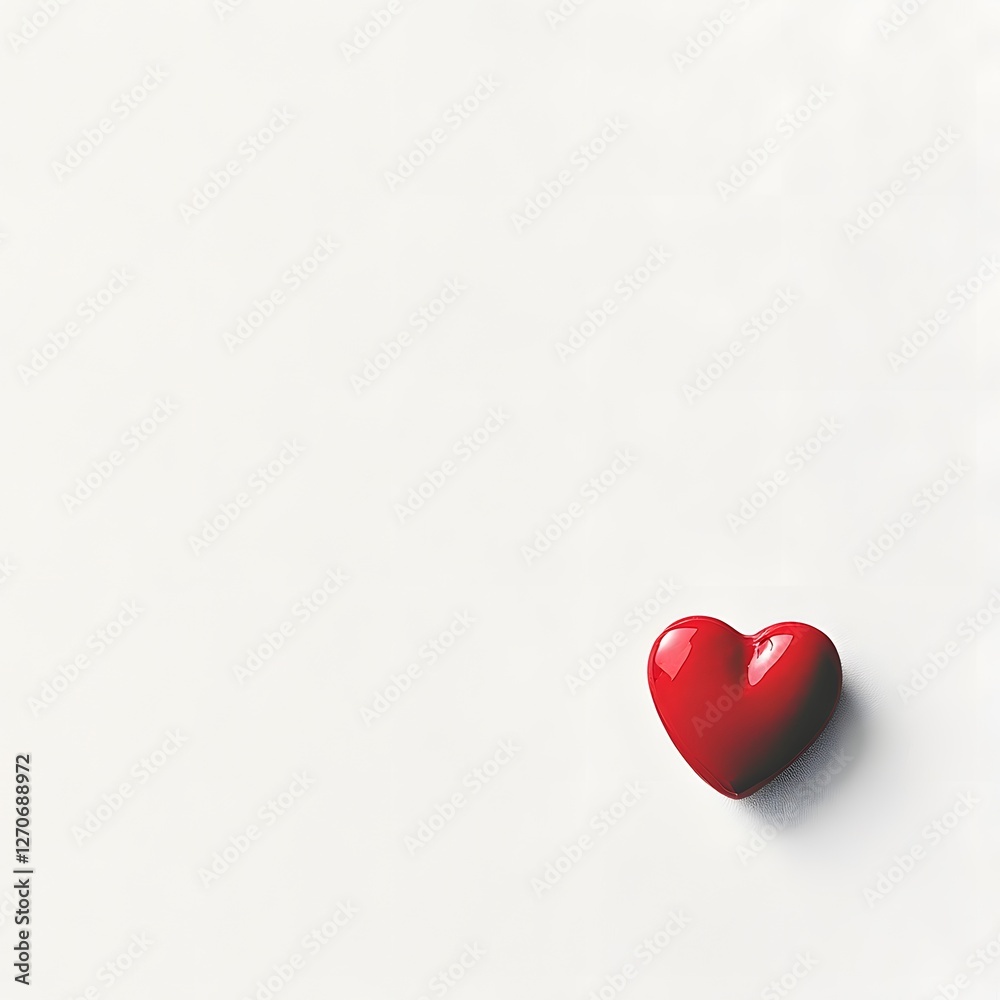 white background one 2D red little heart, Generative AI white background one 2D red little heart, Generative AI