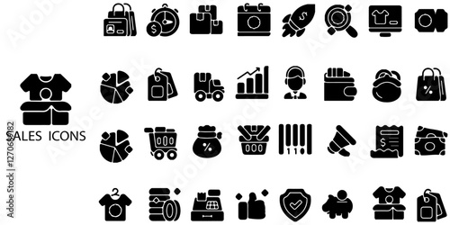 Sales simple concept 32 icons set. Contain such discount, sales, offer and more .Vector illustration.