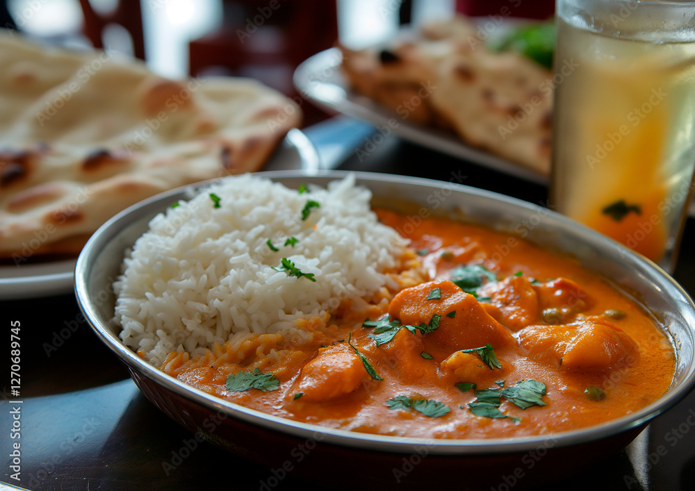 chicken curry bowl with rice and vegetables, indian, thai chicken curry bowl with rice and vegetables, indian, thai