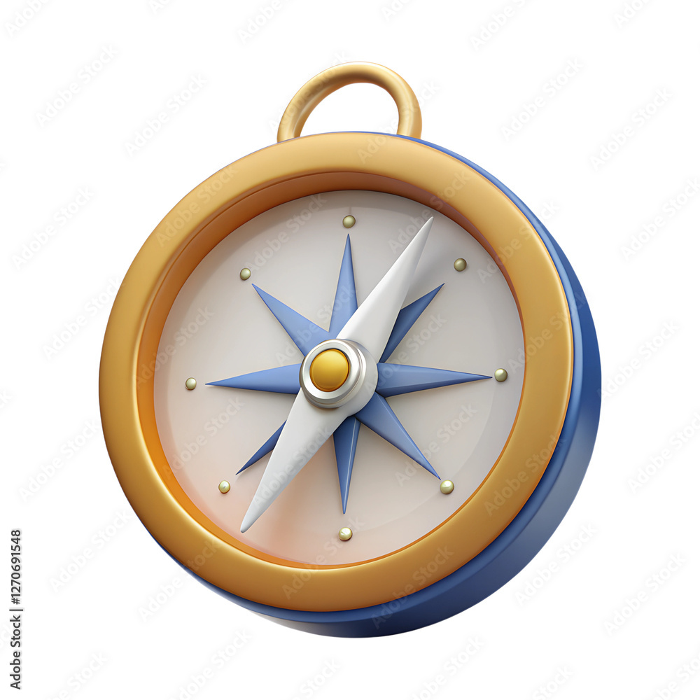 Navigation Compass. 3d rendering isolated on white background. Cartoon plastic style icon Navigation Compass. 3d rendering isolated on white background. Cartoon plastic style icon