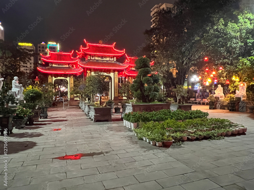 Chua My Khe temple at night in Da Nang