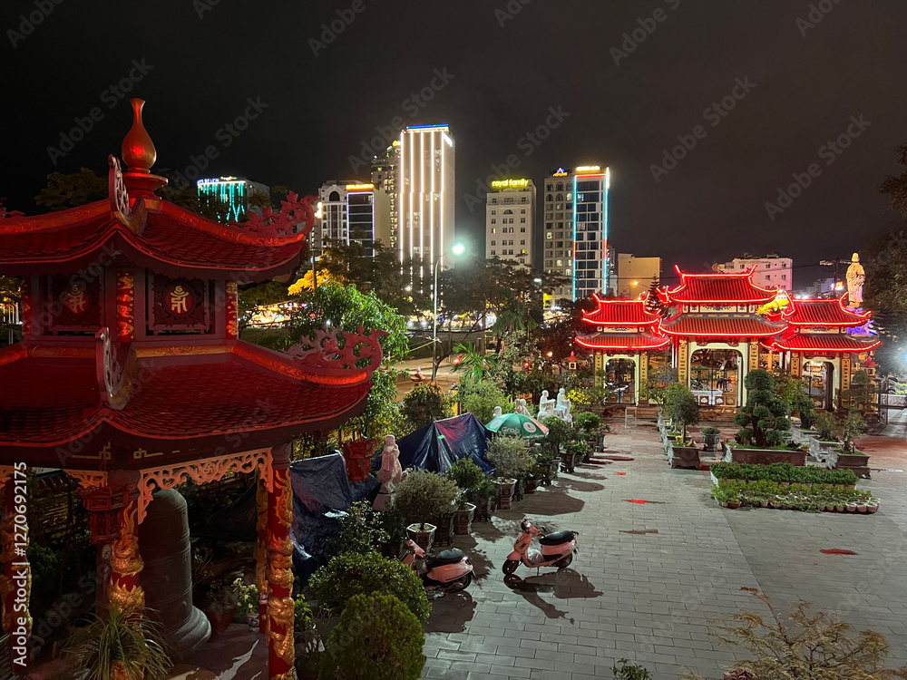 Chua My Khe temple at night in Da Nang