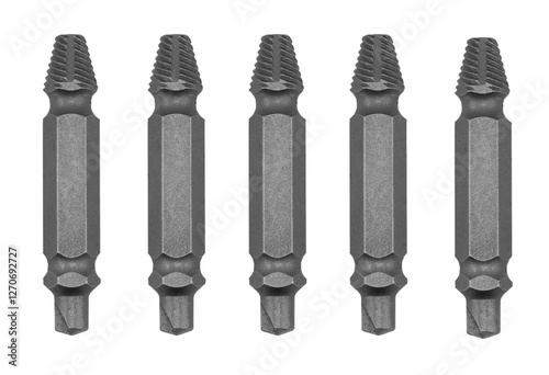 Billede på lærred Steel screw extractor tool for removing broken screws or bolts isolated on white background