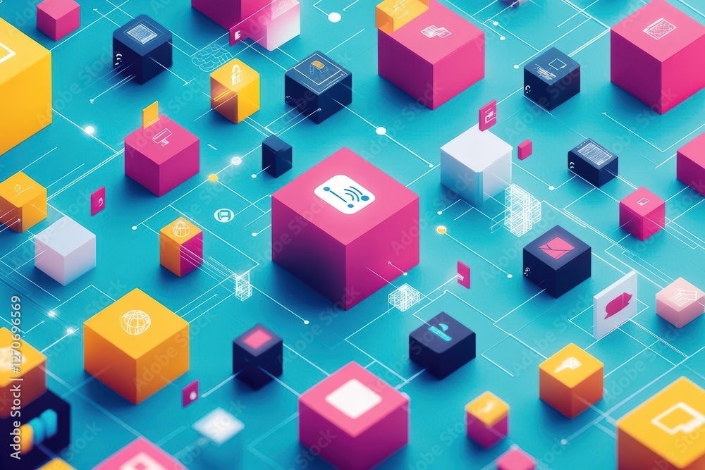 Obraz premium Vibrant Array of Multicolored Cubes Forming a Dynamic and Engaging Background Creating a Playful and Lively Atmosphere for Creative Projects