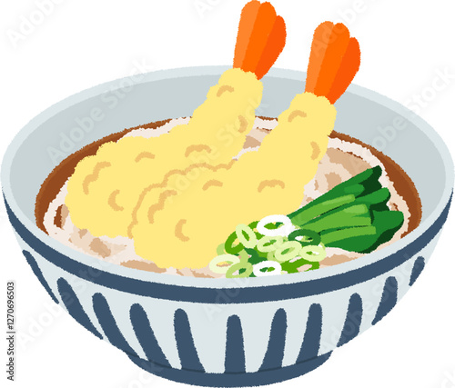 天ぷらうどんのイラスト