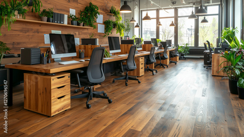 Nature-infused office. Gree...