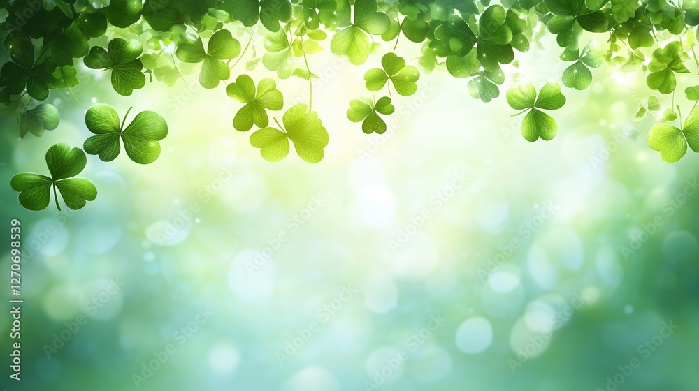 vibrant background of lush green clovers, perfectly capturing the essence of Saint Patrick's Day. vibrant background of lush green clovers, perfectly capturing the essence of Saint Patrick's Day.