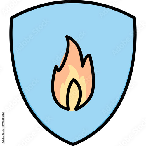 Unique Fire Shield Vector Icon