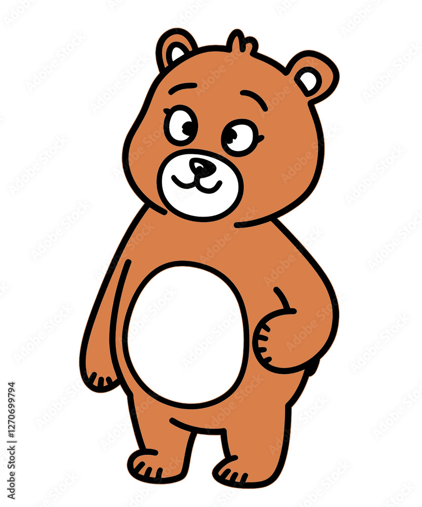 Smiling brown bear cartoon character sitting as a cute teddy bear illustration Smiling brown bear cartoon character sitting as a cute teddy bear illustration