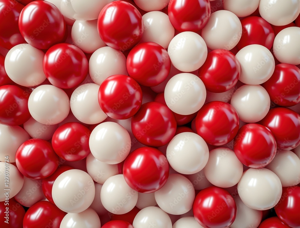 A Colorful Array of Shiny Red and White Spheres Creating a Vibrant and Playful Pattern Ideal for Backgrounds and Creative Designs A Colorful Array of Shiny Red and White Spheres Creating a Vibrant and Playful Pattern Ideal for Backgrounds and Creative Designs