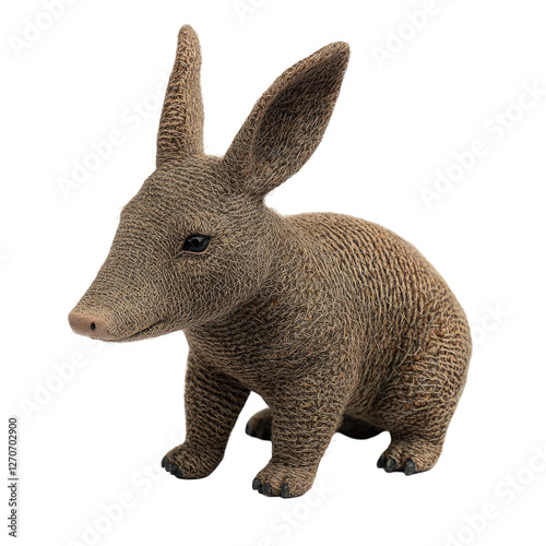 Realistic Soft Aardvark Toy in Side View with No Shadow, Isolated Cut-Out Display for Child's Play and Decoration photo