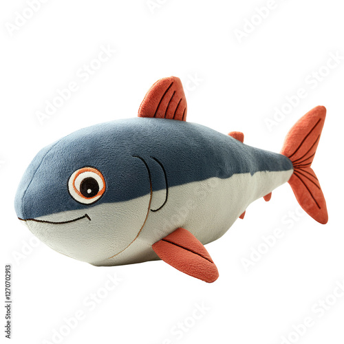 Detailed Side View of a Soft Toy Albacore Tuna with Vibrant Colors and Friendly Expression for Playful Decor photo