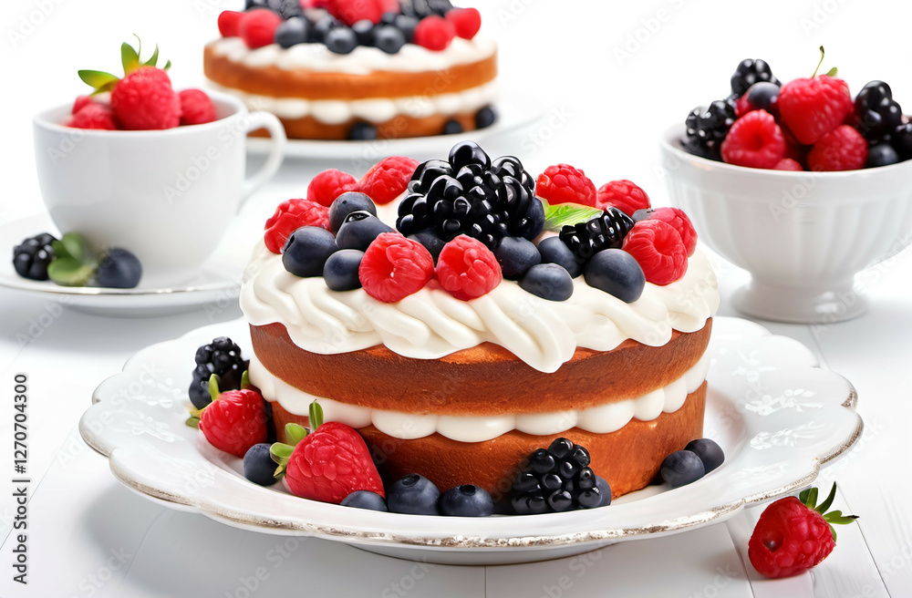 cake with cream and berries cake with cream and berries