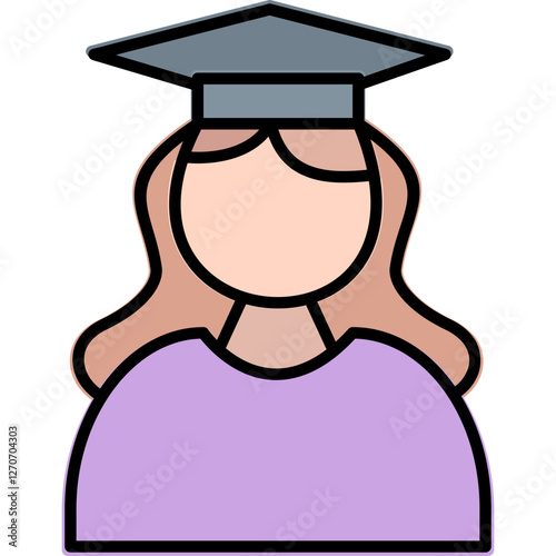 Unique Female Graduate Vector Icon