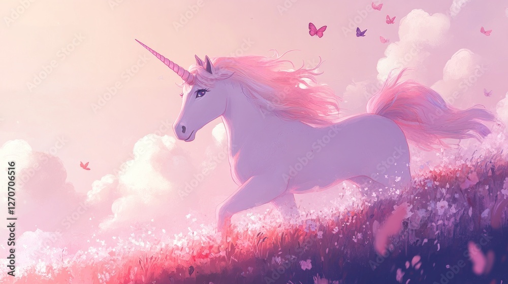 Fototapeta premium Magical Unicorn in a Pink Dreamland