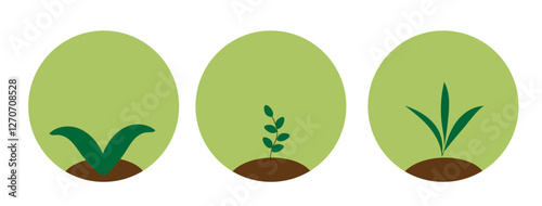 eco sign set first green leaves, on earth, leaf, green,