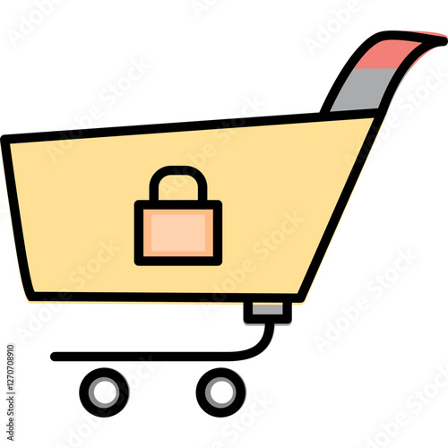 Unique Locked Cart Vector Icon