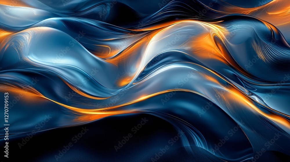 Abstract Fluid Waves in Blue and Orange Tones with Smooth Gradients and Textures Abstract Fluid Waves in Blue and Orange Tones with Smooth Gradients and Textures