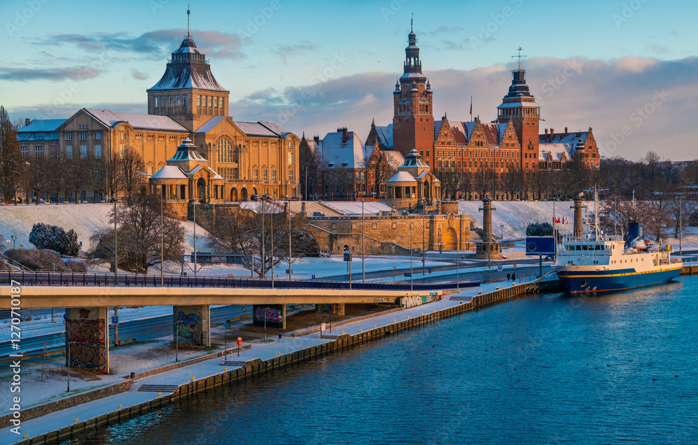 Haken Terrace in Szczecin on a winter morning