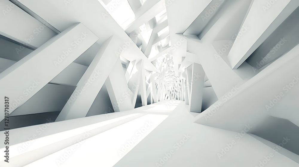 Naklejka premium Abstract white architectural tunnel interior